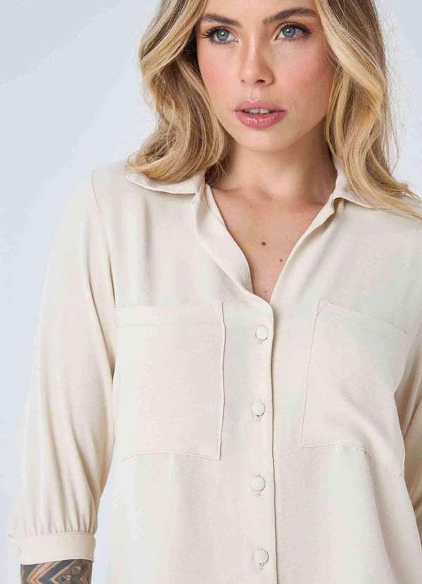 Pks - Camisa Pks Manga 7/8 Bege 3