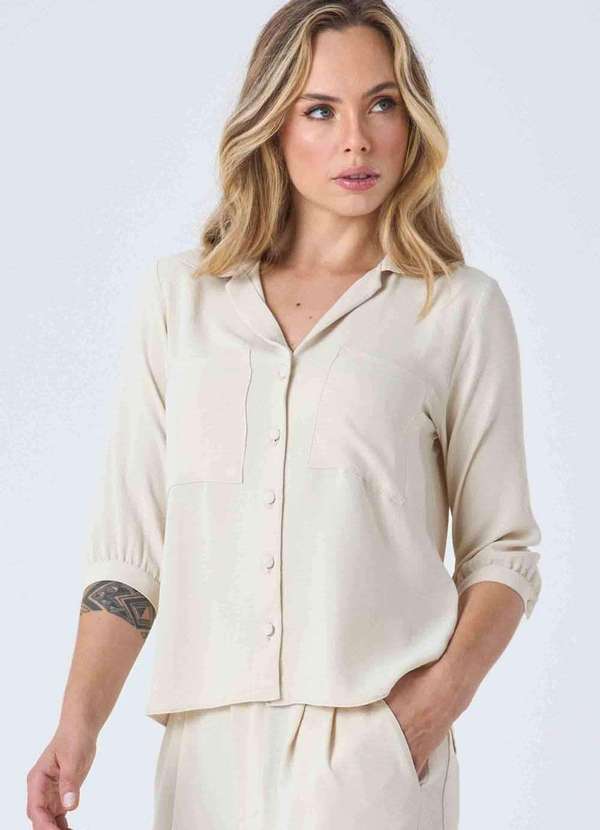 Pks - Camisa Pks Manga 7/8 Bege 4