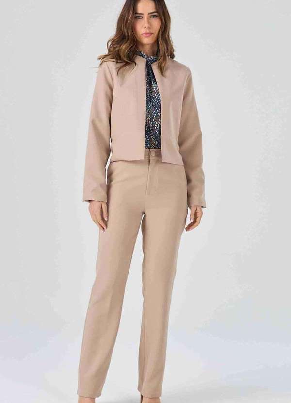 Pks - Blazer Curto Pks Alfaiataria Social Bege 5