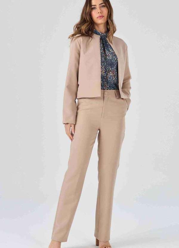 Pks - Blazer Curto Pks Alfaiataria Social Bege 6