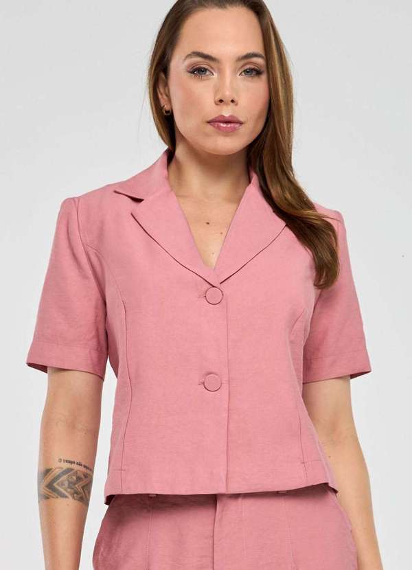 Pks - Blazer Pks Alfaiataria em Viscose Rosa