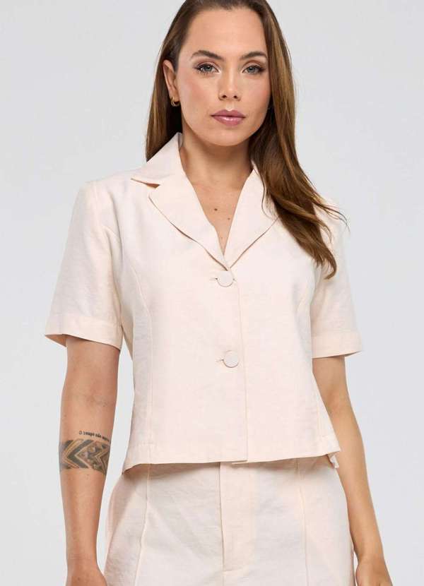 Pks - Blazer Pks Alfaiataria em Viscose Bege