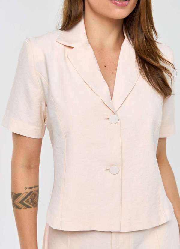 Pks - Blazer Pks Alfaiataria em Viscose Bege 3