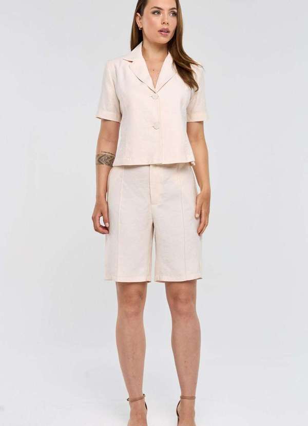 Pks - Blazer Pks Alfaiataria em Viscose Bege 5