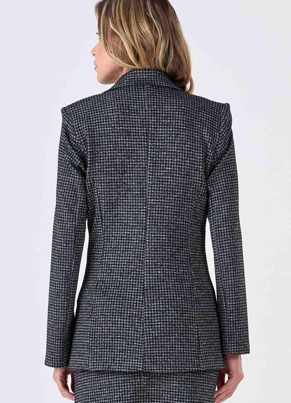 Pks - Blazer Pks Alfaiataria Jacquard Pied de Poule Preto 2