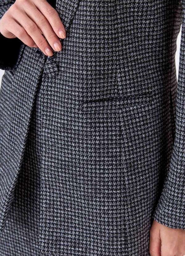 Pks - Blazer Pks Alfaiataria Jacquard Pied de Poule Preto 3