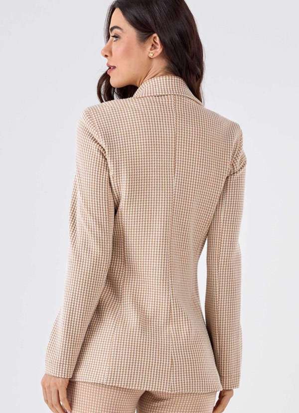 Pks - Blazer Pks Alfaiataria Jacquard Pied de Poule Bege 2