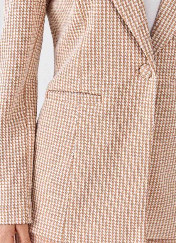 Pks - Blazer Pks Alfaiataria Jacquard Pied de Poule Bege 3