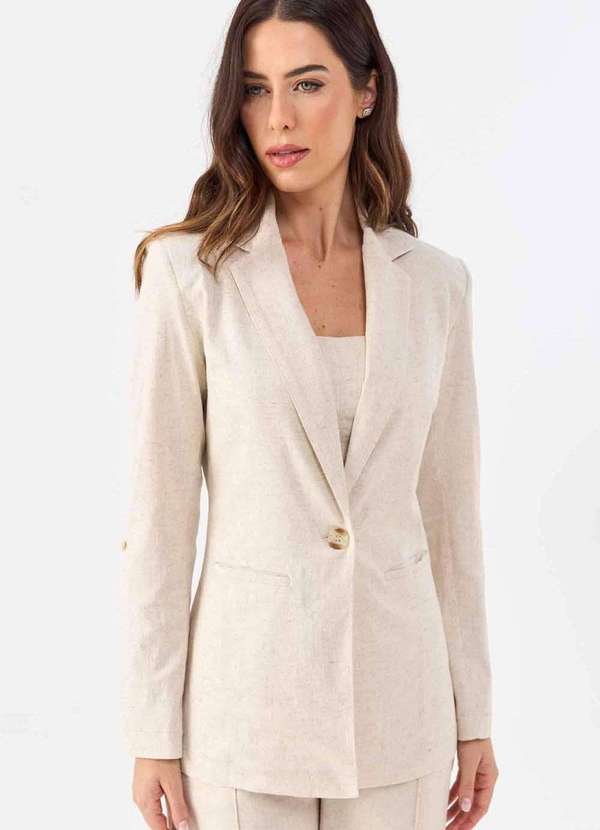 Pks - Blazer Pks Alfaiataria Linho Natural Bege