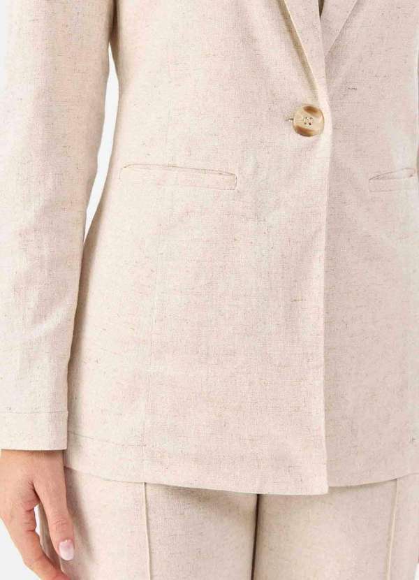 Pks - Blazer Pks Alfaiataria Linho Natural Bege 3