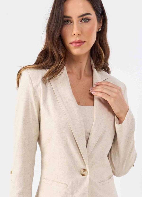 Pks - Blazer Pks Alfaiataria Linho Natural Bege 4