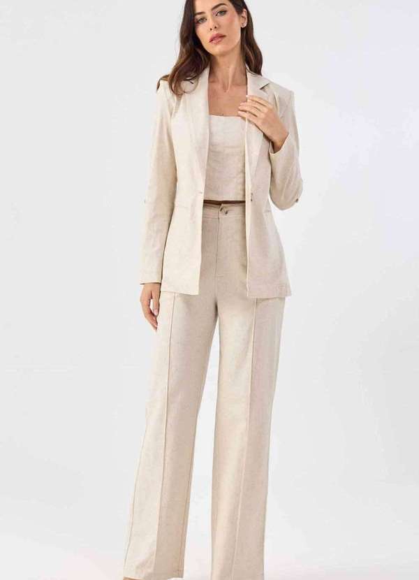 Pks - Blazer Pks Alfaiataria Linho Natural Bege 5