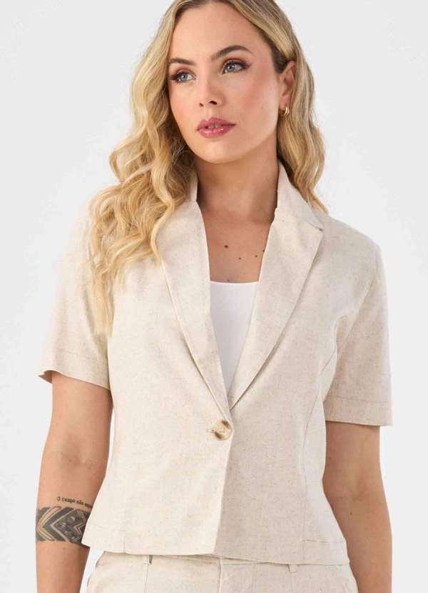 Pks - Blazer Pks Alfaiataria Linho Natural Bege