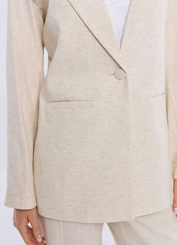 Pks - Blazer Pks Alfaiataria Linho Natural Bege 4
