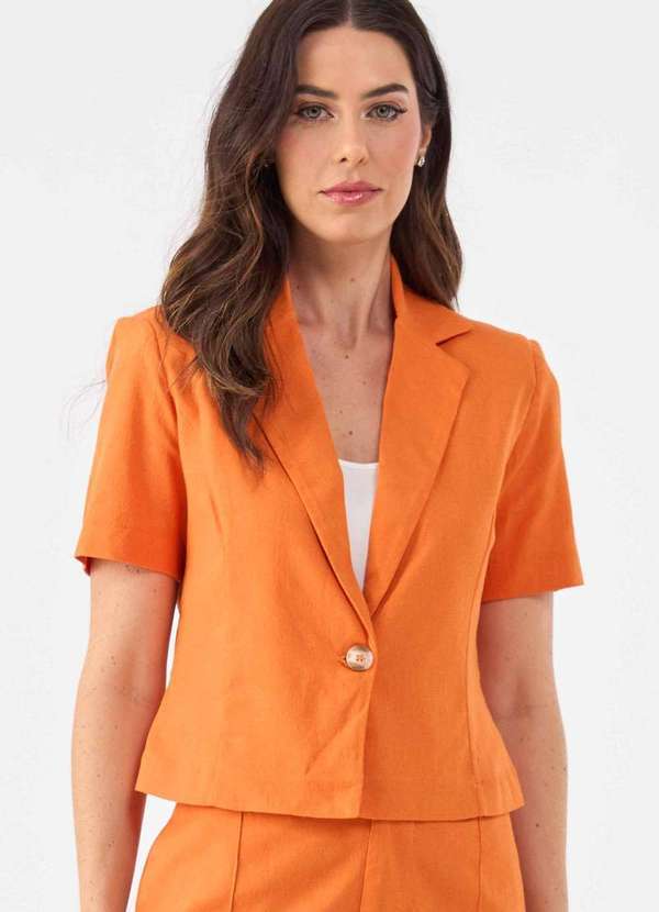 Pks - Blazer Pks Alfaiataria Linho Laranja