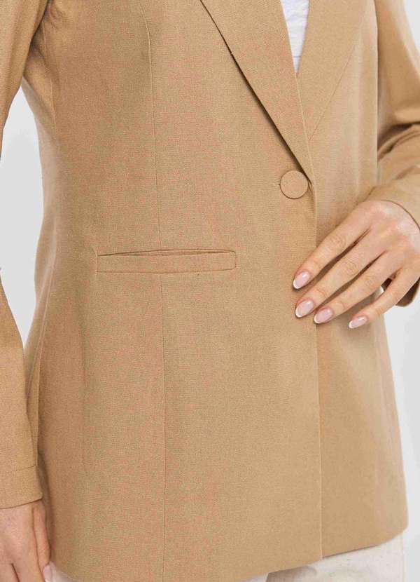 Pks - Blazer Pks Alfaiataria Linho Bege 3