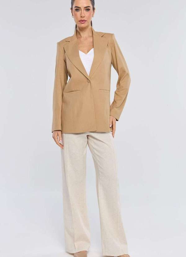 Pks - Blazer Pks Alfaiataria Linho Bege 6
