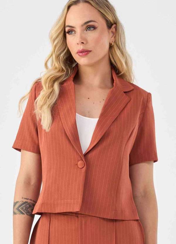 Pks - Blazer Pks Alfaiataria Risca Giz Marrom