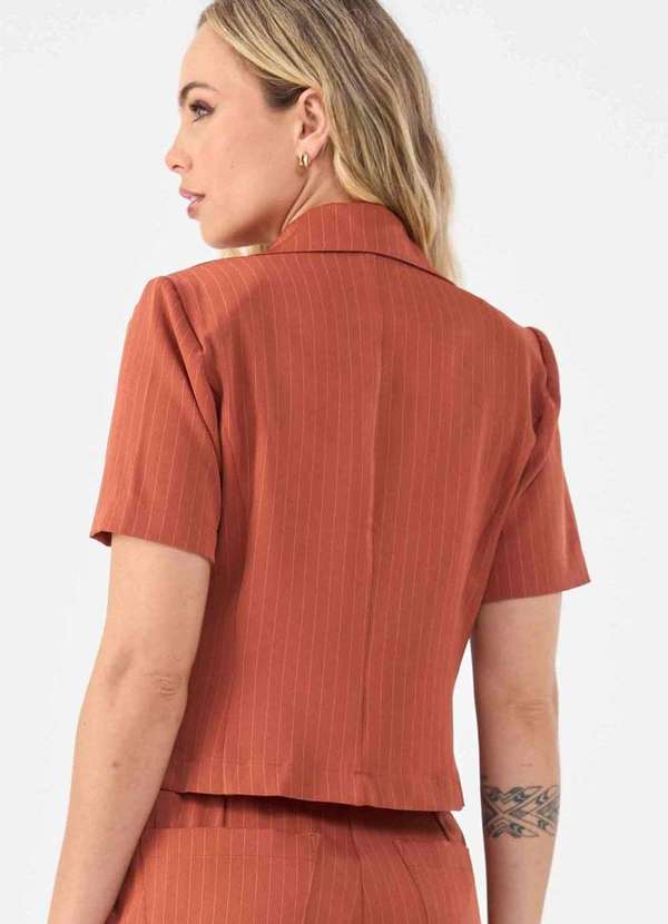 Pks - Blazer Pks Alfaiataria Risca Giz Marrom 2