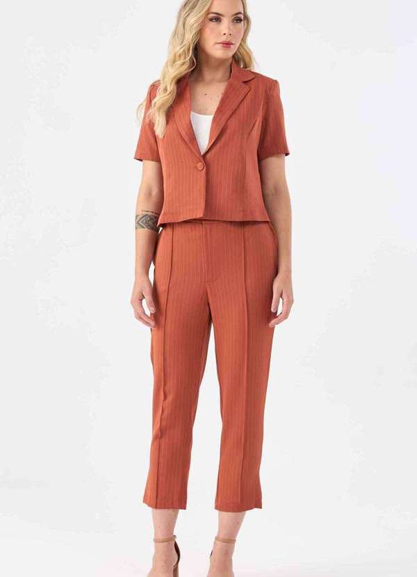 Pks - Blazer Pks Alfaiataria Risca Giz Marrom 5