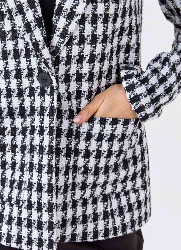 Pks - Blazer Pks Alfaiataria Tweed Preto e Branco Branco 3