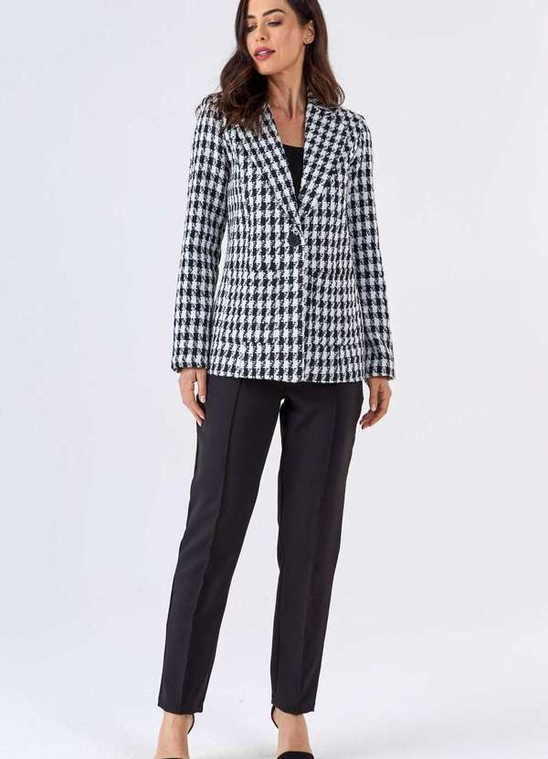 Pks - Blazer Pks Alfaiataria Tweed Preto e Branco Branco 5
