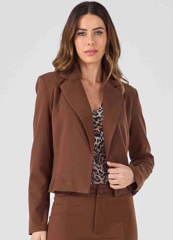 Pks - Blazer Pks Malha Crepe Alfaiataria Marrom