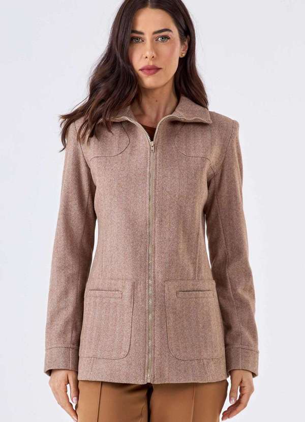 Pks - Jaqueta Pks La Batida Espinha de Peixe Bege Bege