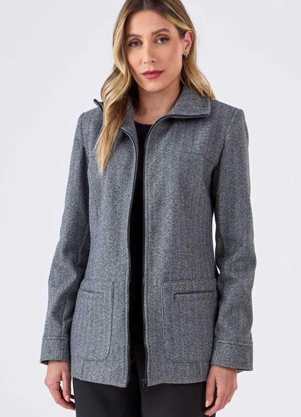 Pks - Jaqueta Pks La Batida Espinha de Peixe Cinza 5