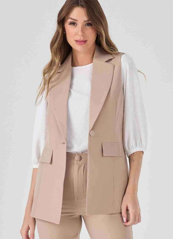 Pks - Colete Pks Alfaiataria Alongado Bege