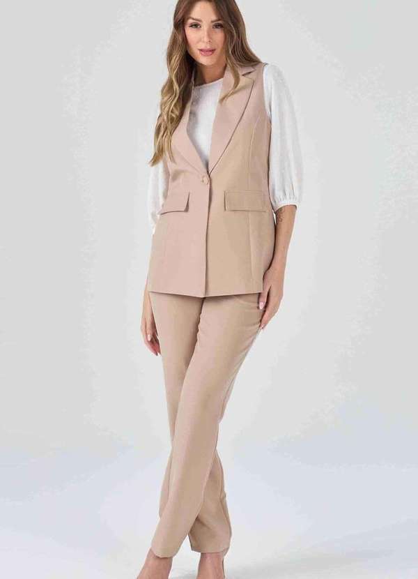 Pks - Colete Pks Alfaiataria Alongado Bege 5