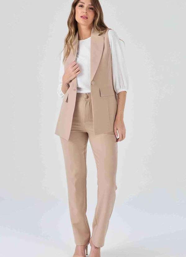 Pks - Colete Pks Alfaiataria Alongado Bege 6