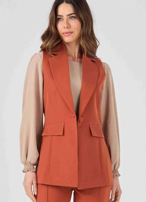 Pks - Colete Pks Alfaiataria Alongado Marrom