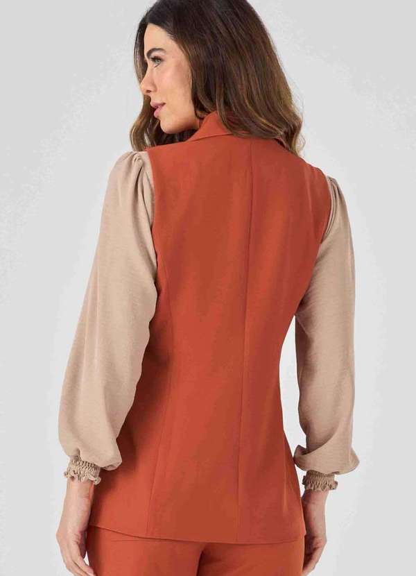 Pks - Colete Pks Alfaiataria Alongado Marrom 2