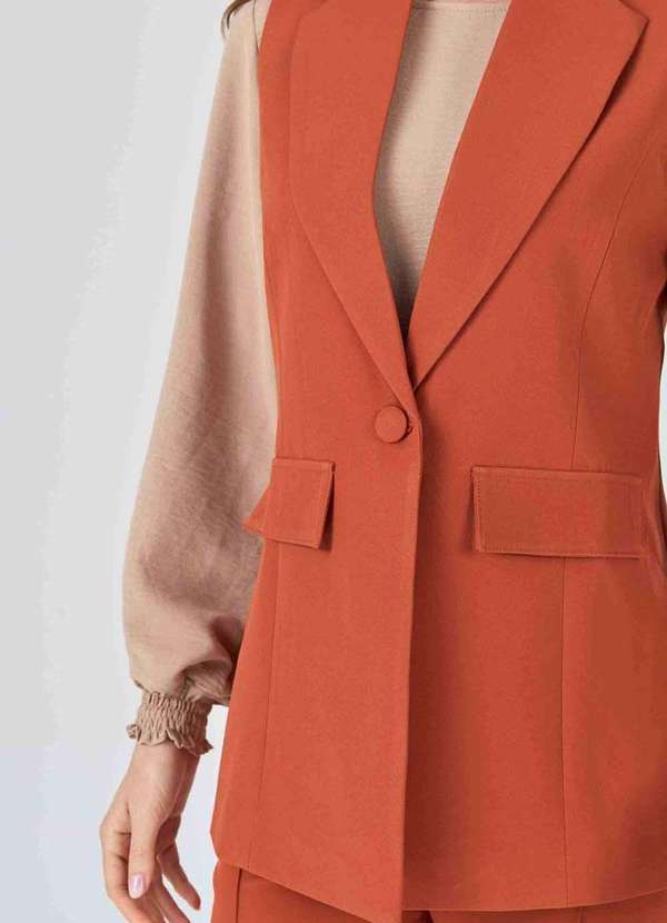 Pks - Colete Pks Alfaiataria Alongado Marrom 3