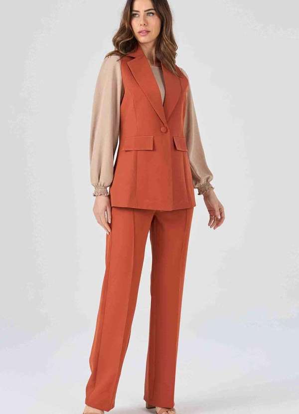 Pks - Colete Pks Alfaiataria Alongado Marrom 5