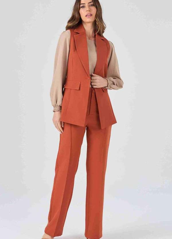 Pks - Colete Pks Alfaiataria Alongado Marrom 6