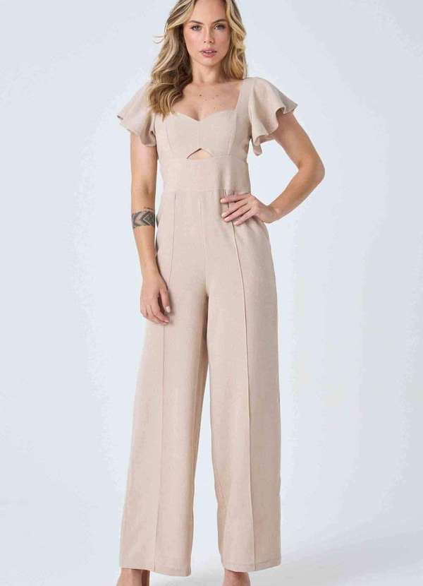 Pks - Macacao Longo Pks Manga Flare Bege