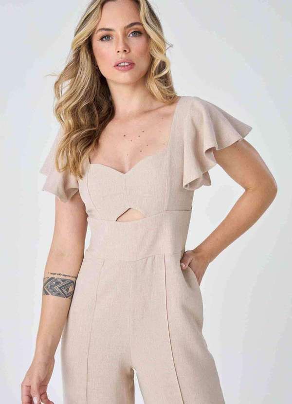 Pks - Macacao Longo Pks Manga Flare Bege 3