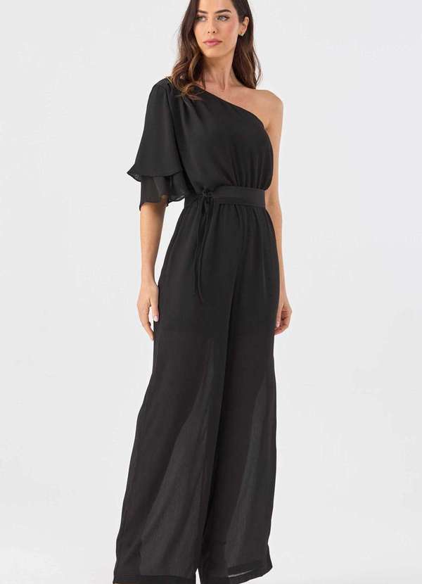 Pks - Macacao Longo Pks um Ombro So Preto