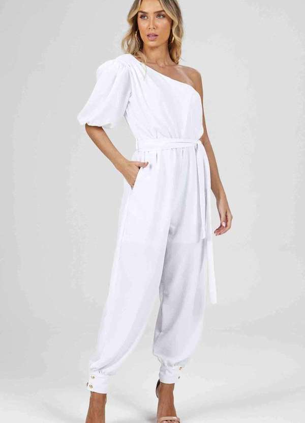 Pks - Macacao Longo Pks um Ombro So Branco