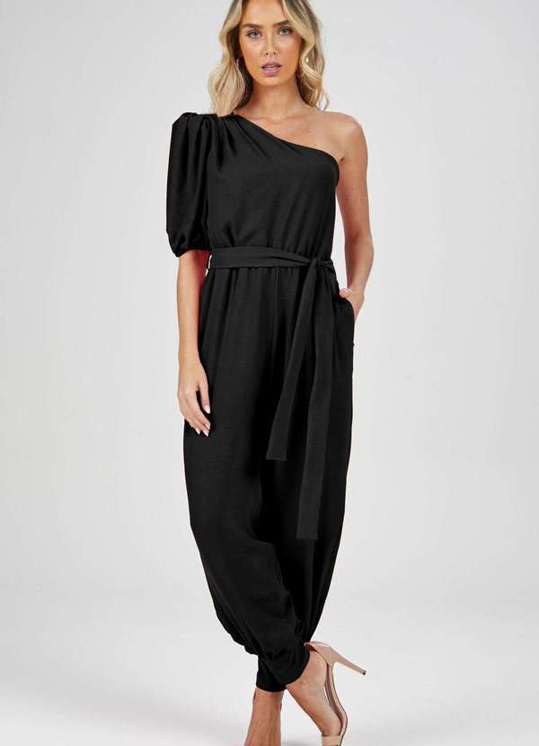 Pks - Macacao Longo Pks um Ombro So Preto