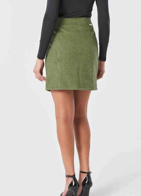 Pks - Saia Curta Pks Alfaiataria Pied de Poule Verde 2