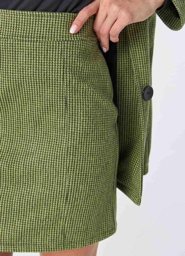 Pks - Saia Curta Pks Alfaiataria Pied de Poule Verde 3