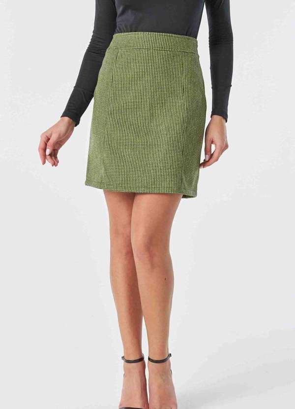 Pks - Saia Curta Pks Alfaiataria Pied de Poule Verde 4