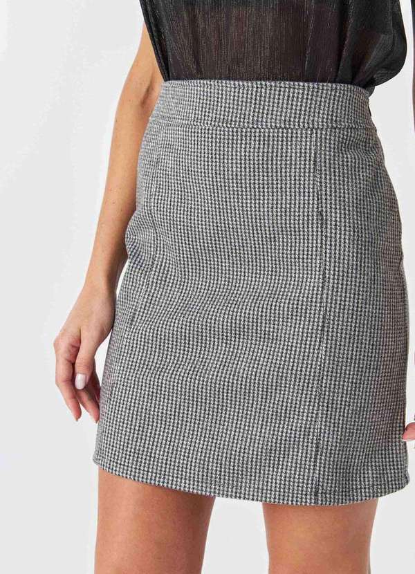 Pks - Saia Curta Pks Alfaiataria Pied de Poule Preto