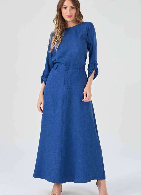 Pks - Saia Longa Pks Evase Azul Royal Azul 4