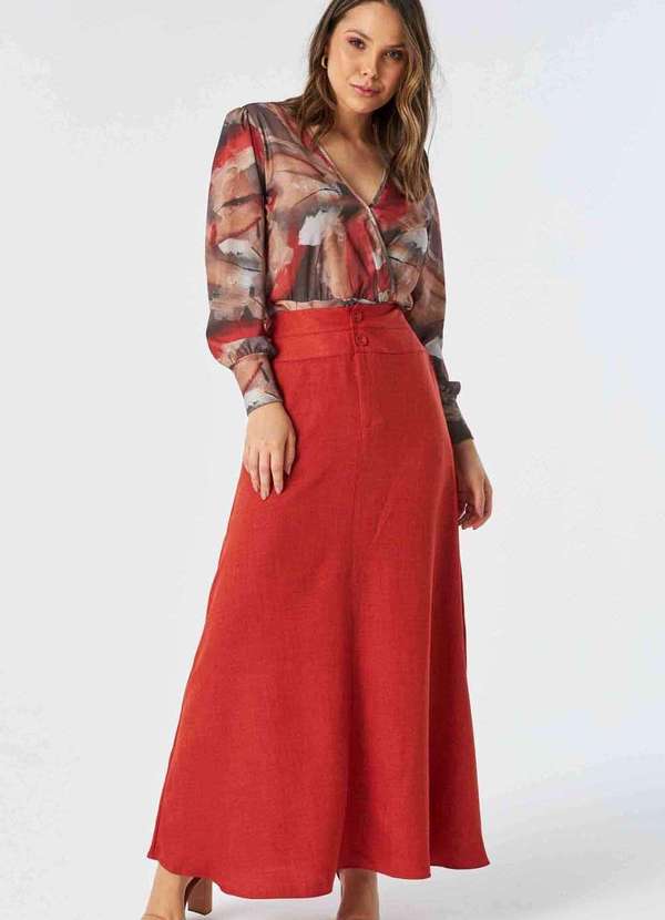 Pks - Saia Longa Pks Evase Marrom 3