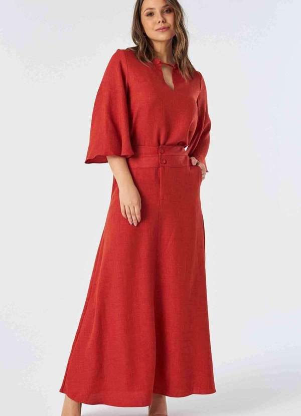 Pks - Saia Longa Pks Evase Marrom 4