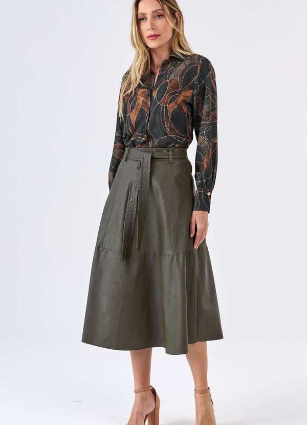 Pks - Saia Midi Evase Pks Verde 4